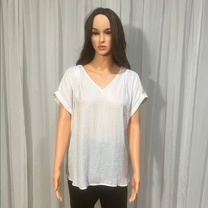 Simply Vera Vera Wang White V-Neck Short Sleeve Top